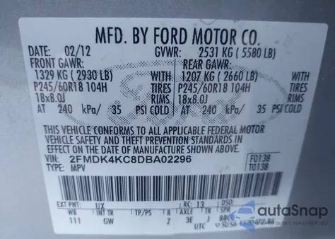 2013 Ford Edge Limited from USA, damaged, VIN 2FMDK4KC8DBA02296